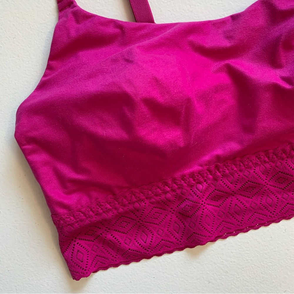 Auden Dark Pink Lace Trim Longline Bralette Size Medium NWT - Picture 4 of 13